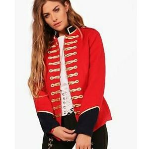 Women's Red Military Style Army Officer Jacket